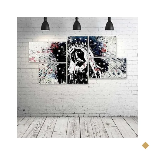 Quadro Decorativo - Jesus-Christ-Hd - Composto de 5 Quadros