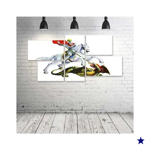 Quadro Decorativo - São-Jorge - Composto de 5 Quadros