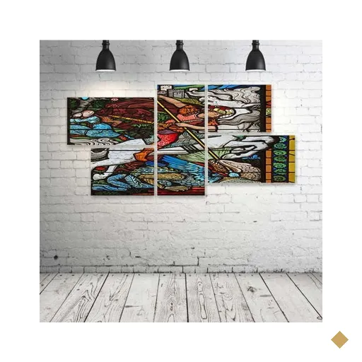 Quadro Decorativo - Stained-Glass-Windows - Composto de 5 Quadros