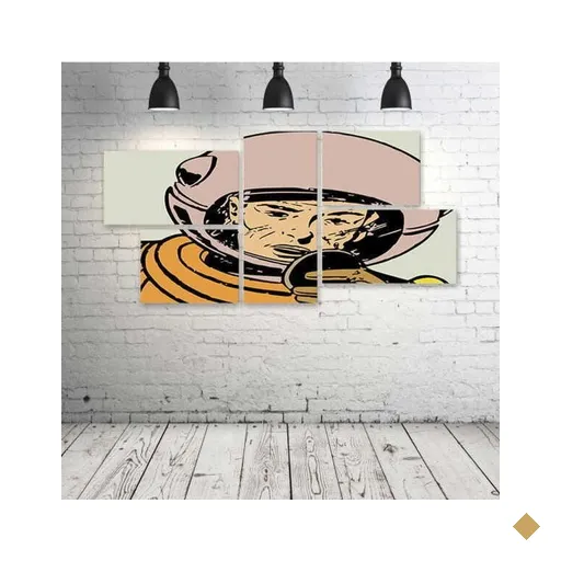 Quadro Decorativo - Astronaut-Retro - Composto de 5 Quadros