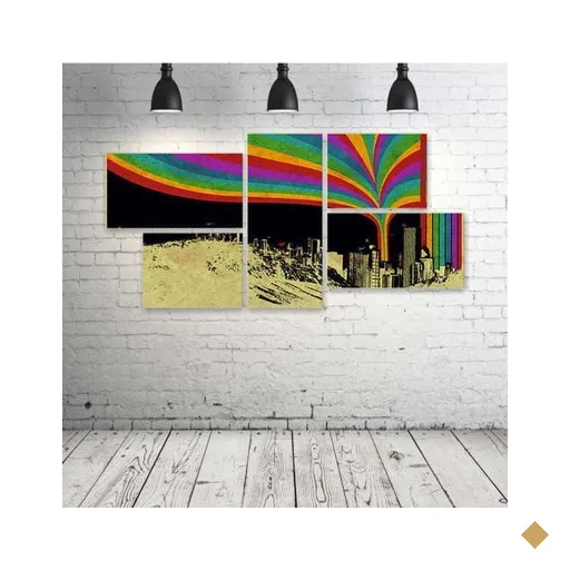 Quadro Decorativo - Color-Crazy-City - Composto de 5 Quadros