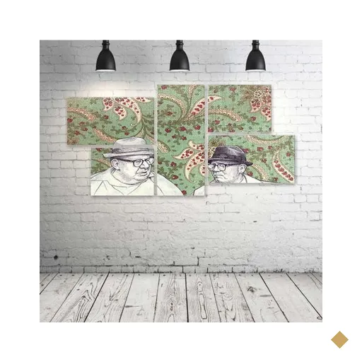 Quadro Decorativo - Old-Men-Vintage - Composto de 5 Quadros