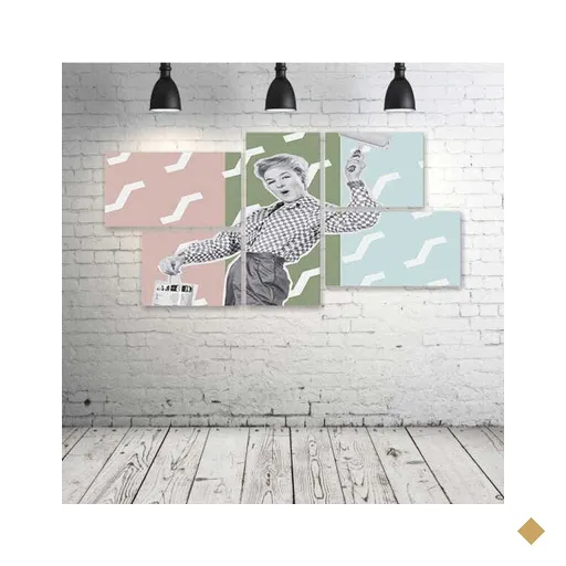 Quadro Decorativo - Paint-Woman-Vintage - Composto de 5 Quadros