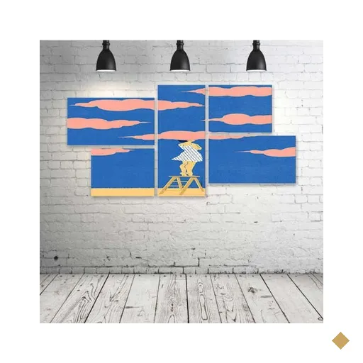 Quadro Decorativo - Sky-Girl-Vintage - Composto de 5 Quadros