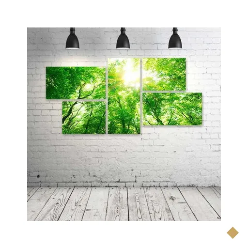 Quadro Decorativo - Tree-Sky-Green - Composto de 5 Quadros