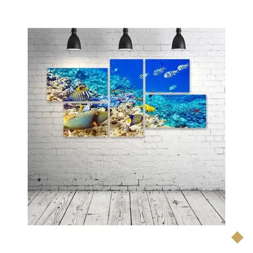 Quadro Decorativo - Underwater-World-Ocean-Fish-coral-reef - Composto de 5…