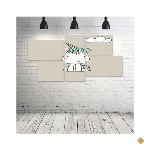 Quadro Decorativo - Unicorn-(2) - Composto de 5 Quadros