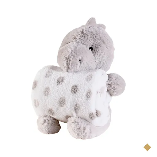 Bichinho de Pelúcia Premium com Manta New Bebê 100x75cm Cinza