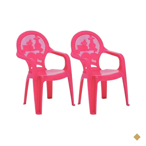Kit 2 Cadeiras Plásticas Infantis Tramontina Catty Rosa +24m