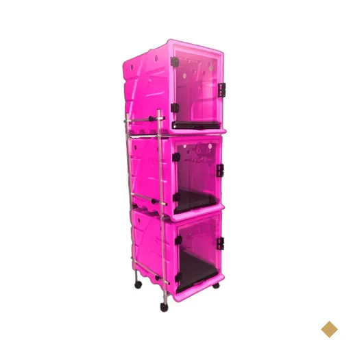 Canil 3 Módulos Minag Rosa com Portas de Vídro