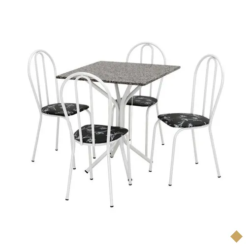 Conjunto Mesa Quadrada com 4 Cadeiras e Tampo em Granito Artefamol Thais