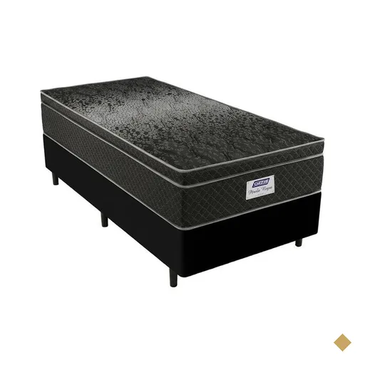 Conjunto Cama Box Solteiro de Molas Gazin Pérola Negra - 88x188