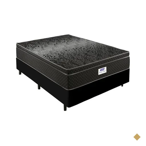 Conjunto Cama Box Casal de Molas Gazin Pérola Negra - 138x188