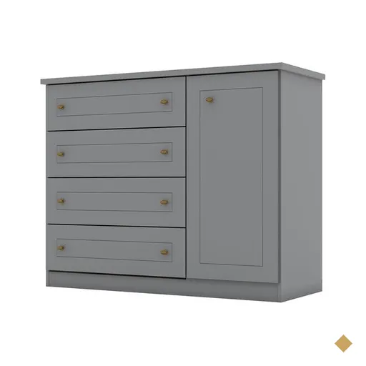 Cômoda Henn Americana, 1 Porta, 4 Gavetas