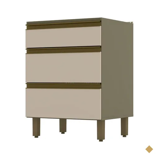 Balcão 60 cm em MDF Henn Connect, 3 Gavetas - C63