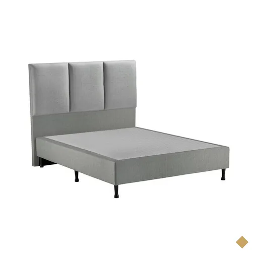 Base Cama Box Casal e Cabeceira S. Design Monreale para Colchão de 138cm, Cinza