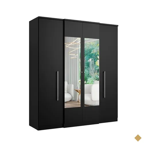 Guarda-Roupa 4 Portas 2 Gavetas THB Splendore Glass