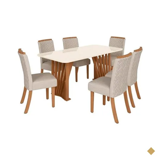Conjunto de Mesa Adriana com 6 Cadeiras Malu Henn 
