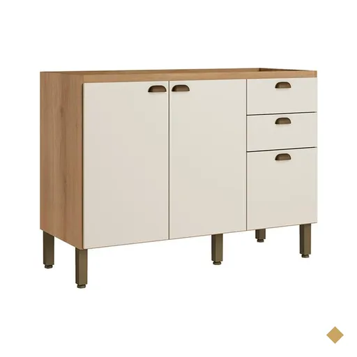 Balcão 2 Portas 3 Gavetas Sem Tampo 120 cm THB Finesse