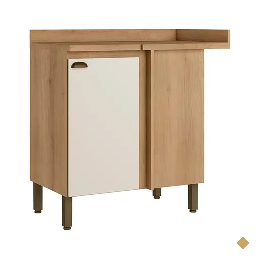Balcão Canto Reto 1 Porta com Tampo THB Finesse