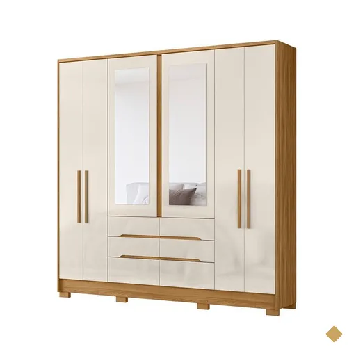 Guarda-Roupa 6 Portas 6 Gavetas com Espelho Moval San Francisco