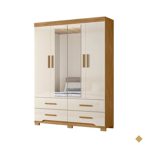 Guarda-Roupa 4 Portas 4 Gavetas com Espelho Moval Miami