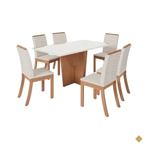 Conjunto de Mesa com 6 Cadeiras Henn Vertice