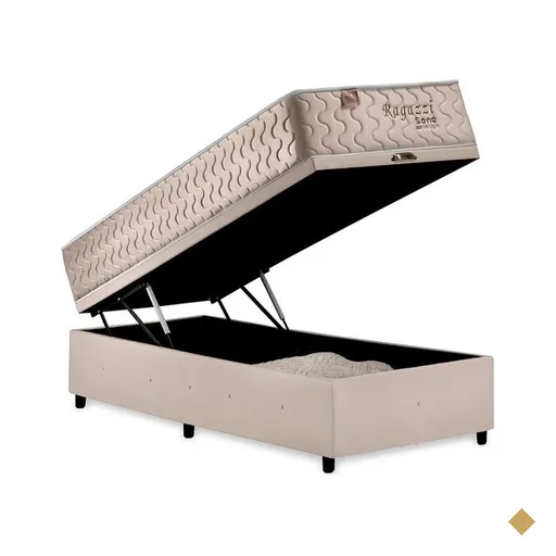 Conjunto Cama Box Solteiro de Molas Sono Design Ragazzi 88x188