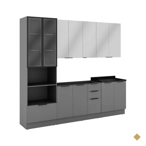 Cozinha Modulada 12 Portas 4 Gavetas Telasul Lumina