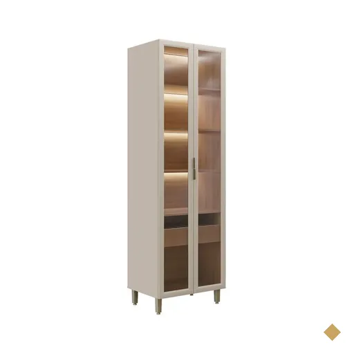 Cristaleira 70 cm com Vidro Línea Brasil Allure, Iluminação em LED