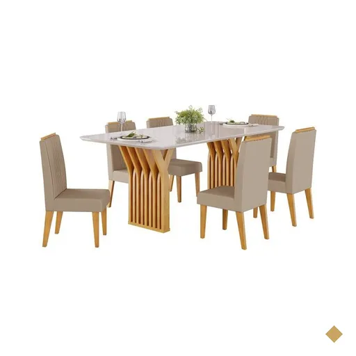 Conjunto Mesa Yara com 6 Cadeiras Lia DJ Móveis