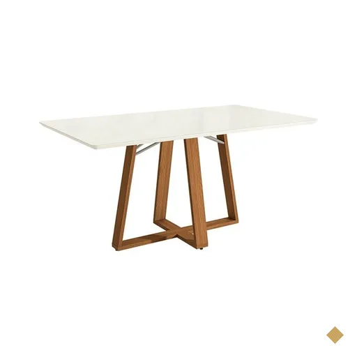 Mesa 160 cm Kappesberg Gardeni, Tampo MDF e Vidro