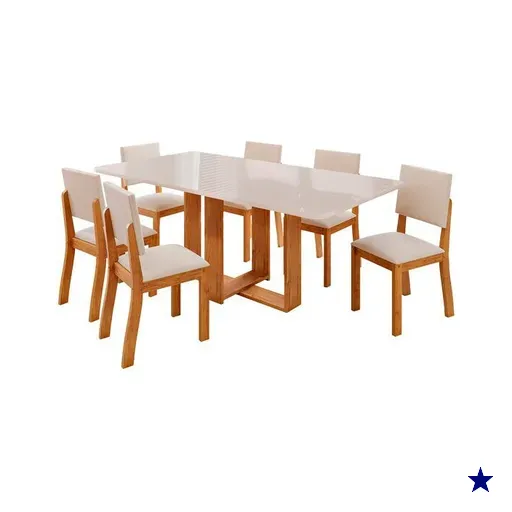 Conjunto de Mesa com 6 Cadeiras Viero Sierra
