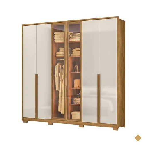 Guarda-Roupa 6 Portas com Vidro Moval Atacama, Iluminação em LED