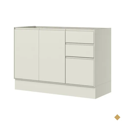 Balcão para Pia 120 cm 3 Portas 2 Gavetas Henn Fineze - C656