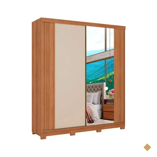 Guarda-Roupa 2 Portas com Vidro THB Siena Glass, MDF