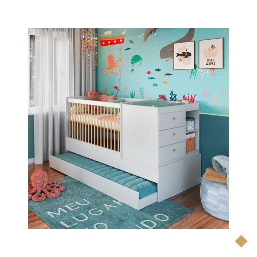 Berço Cama Multifuncional com Cama Auxiliar Completa