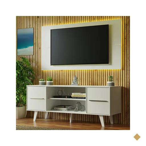 Conjunto Sala de Estar Madesa Rack Copenhagen e Painel