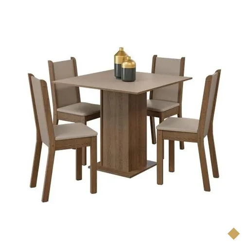 Conjunto Sala de Jantar Madesa Alana Mesa Tampo de Madeira com 4 Cadeiras