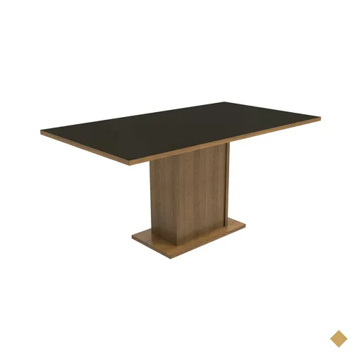 Mesa Madesa Retangular Tampo de Vidro 5257 Rustic/Preto