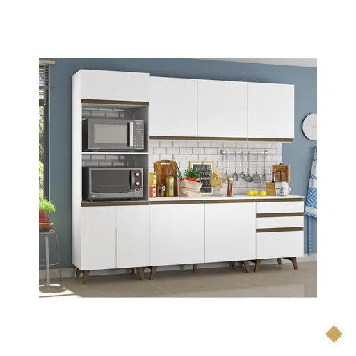 Cozinha Compacta Madesa Reims com Balcão - 8 Portas 3 Gavetas