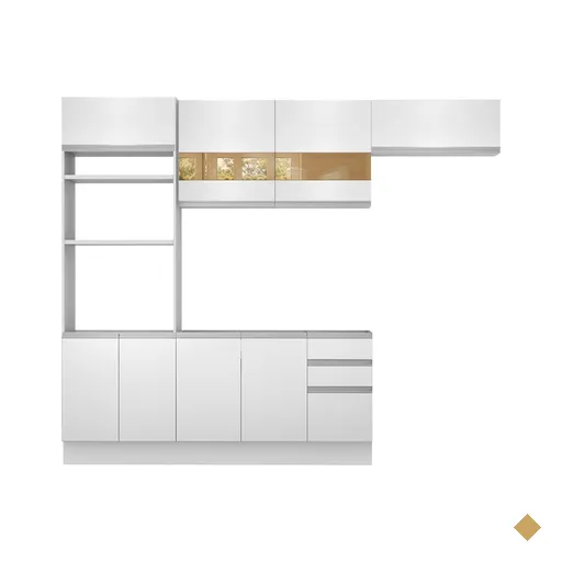 Cozinha Compacta Madesa Glamy Marselha 8 Portas 3 Gavetas (Sem Tampo e Pia)