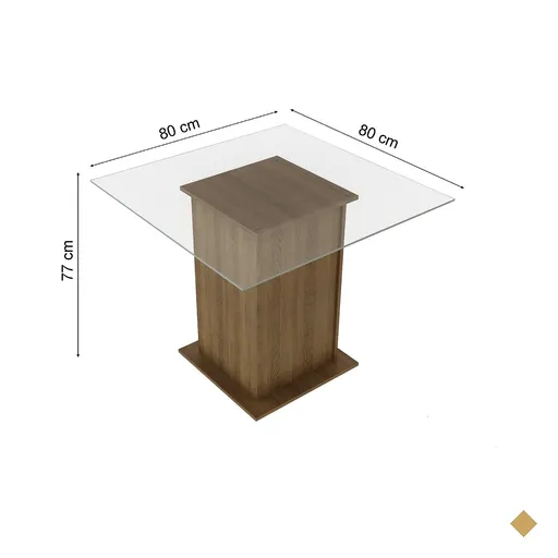 Mesa Madesa Quadrada Tampo de Vidro 5332