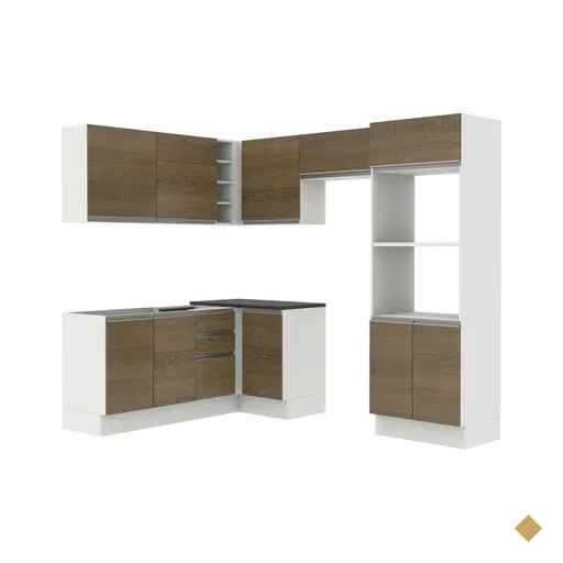 Cozinha Completa Madesa 100% MDF Acordes Glamy de Canto, Sem Tampo e Pia