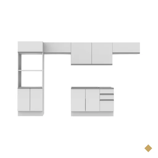 Cozinha Completa Madesa 100% MDF Acordes Glamy Com Armário e Balcão