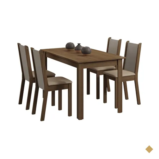 Conjunto Sala de Jantar Rosa Madesa Mesa com 4 Cadeiras