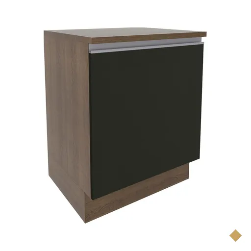 Balcão Armário de Cozinha 60 cm 1 Porta Rustic/Preto Glamy Madesa