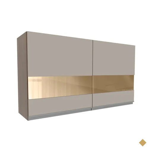 Armário de Cozinha Aéreo 120 cm 2 Portas com Vidro Rustic/Crema Glamy Madesa