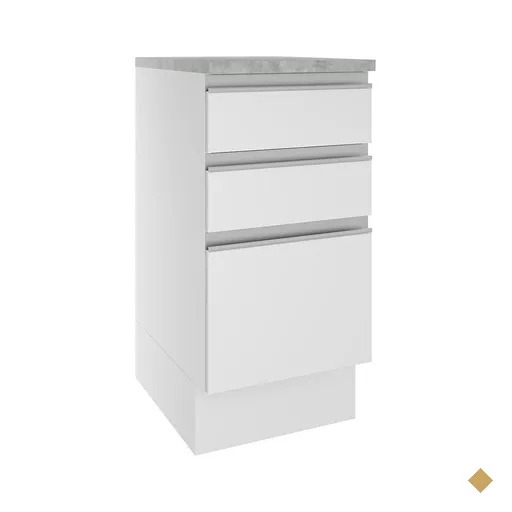 Balcão Armário de Cozinha 40 cm 3 Gavetas Rustic/Branco Glamy Madesa