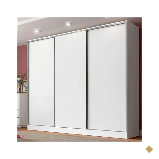 Guarda-Roupa Casal 100% MDF Madesa Royale 3 Portas de Correr Branco